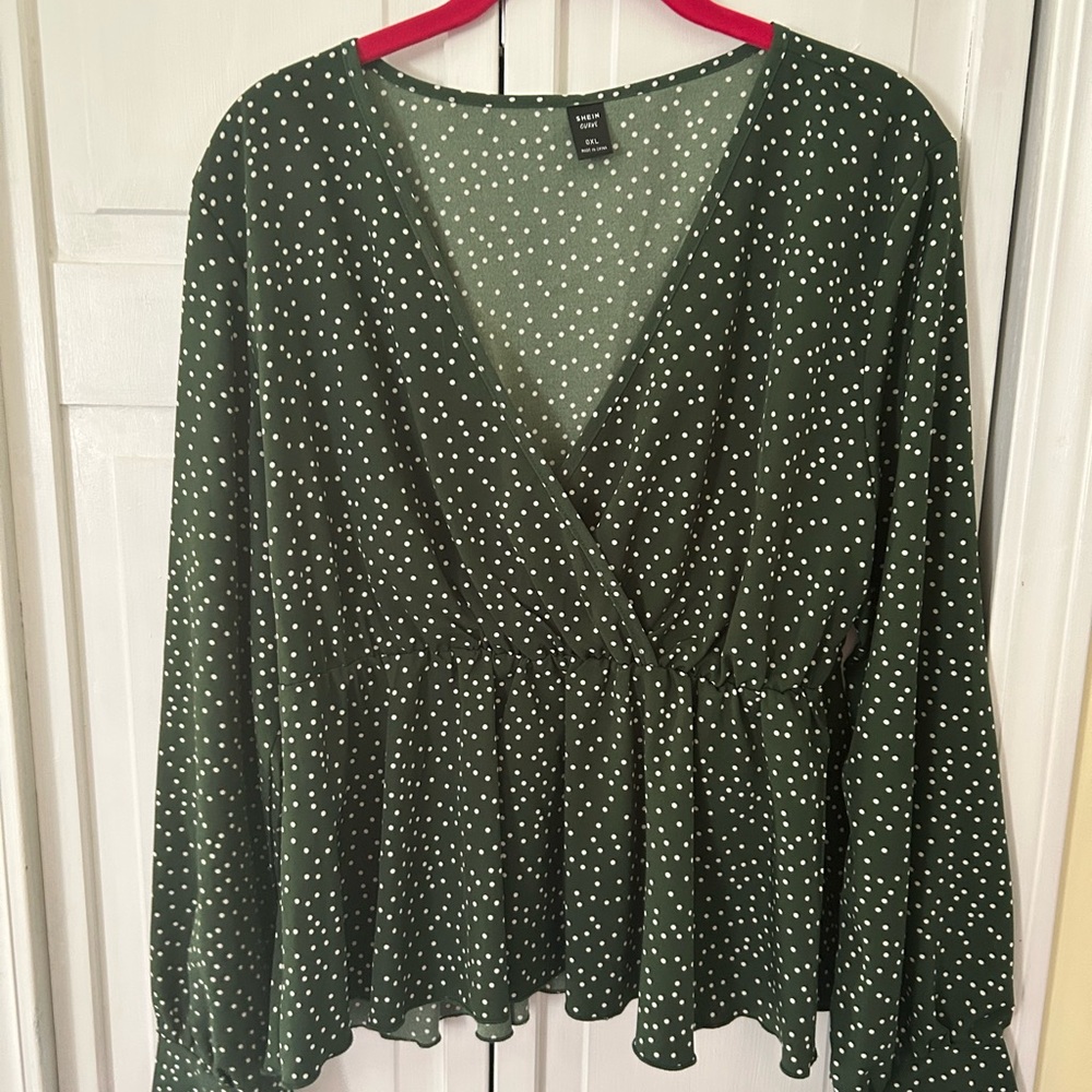 Green Polka Dot Blouse